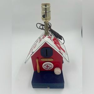 Rare 
Red Sox wooden lamp and bank .
